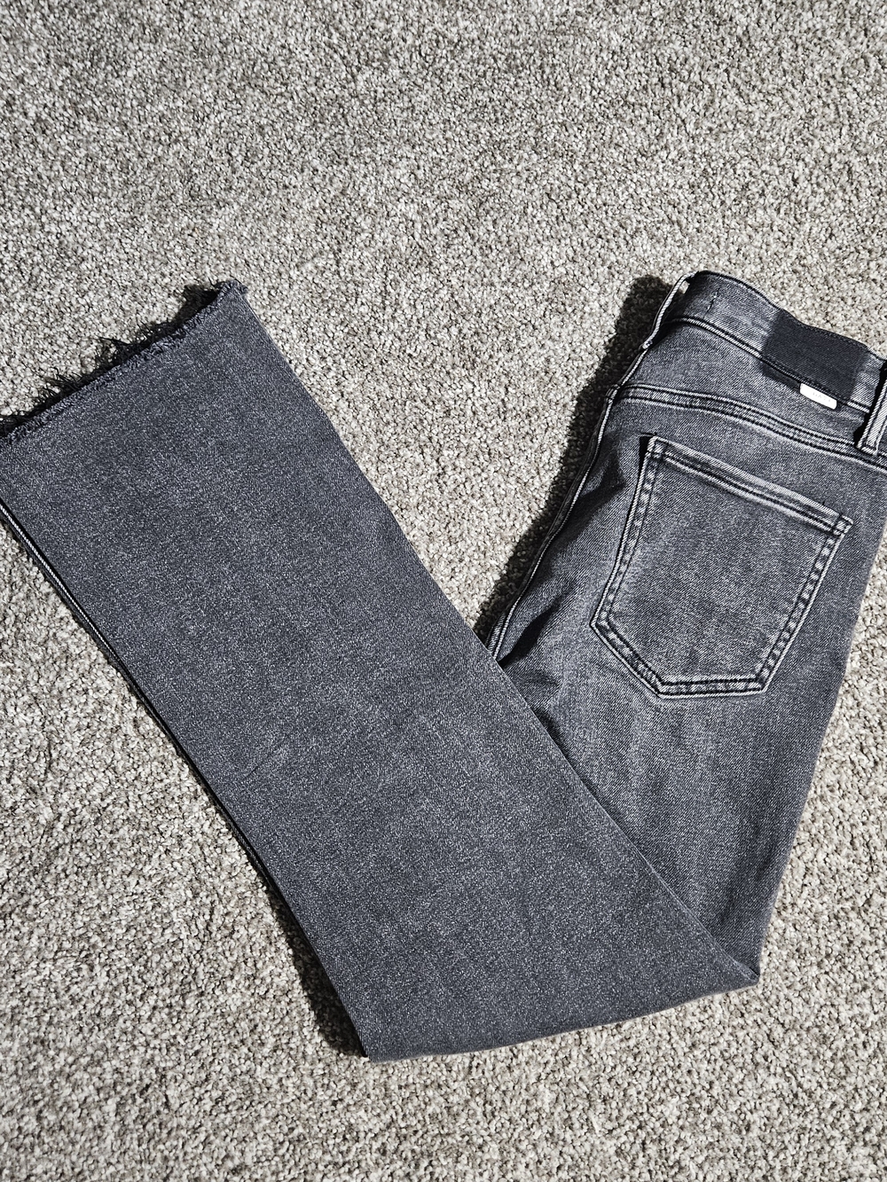 Daze Straight Leg Jeans Black Raw Hem High Rise Womens 27 Light Distressing